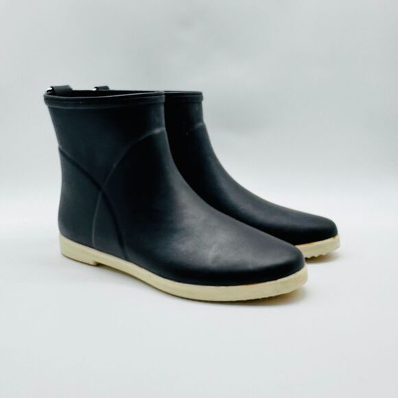 Alice + Whittles Boots Womens 7 Black Rubber Rain Boot Anthropologie Legacy Shoe - Picture 2 of 11